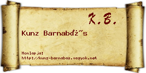 Kunz Barnabás névjegykártya